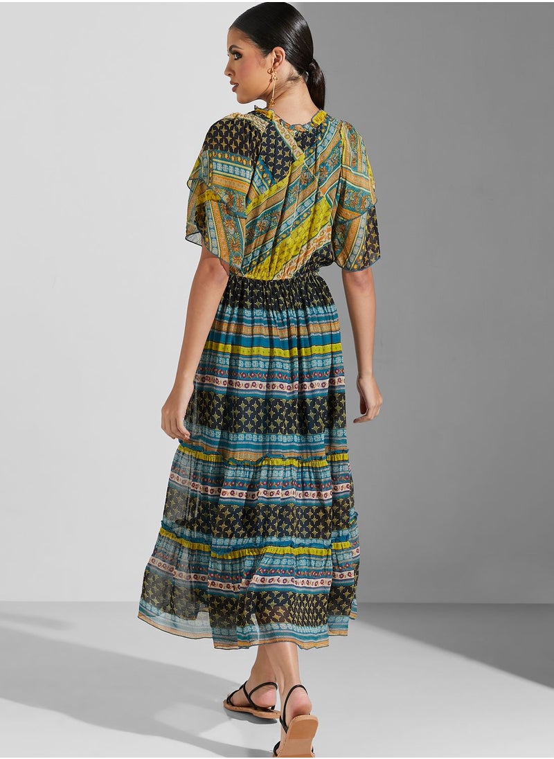 Label RITU KUMAR Ruffle Sleeve Printed Dress  - Image 2