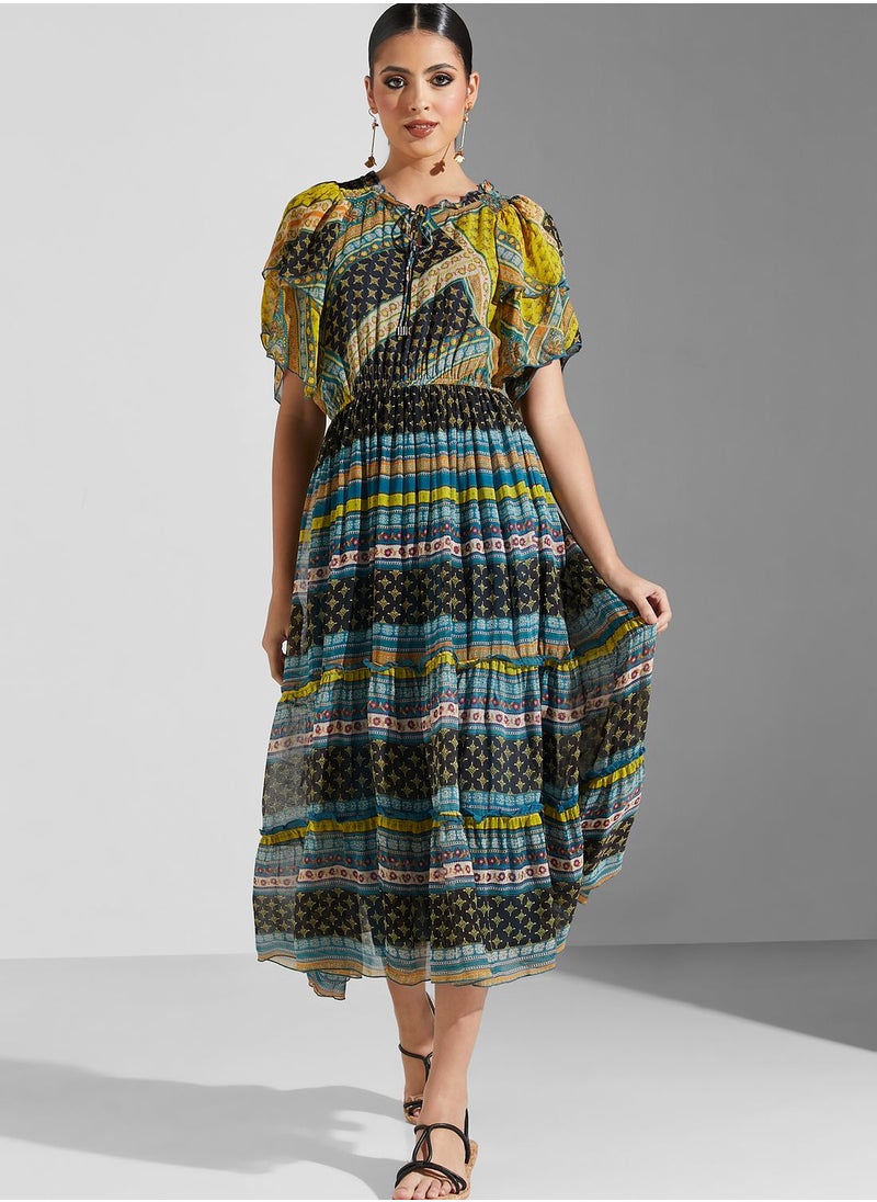 Label RITU KUMAR Ruffle Sleeve Printed Dress  - Image 1