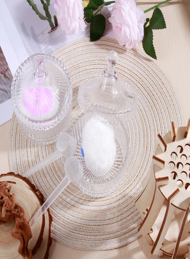 JDRGJTH 6 PCS Crystal Large Body Powder Puff and Container Set,Powder Container,Large Powder Puff Makeup and Measuring Spoon Washable Reusable for Women - Image 5