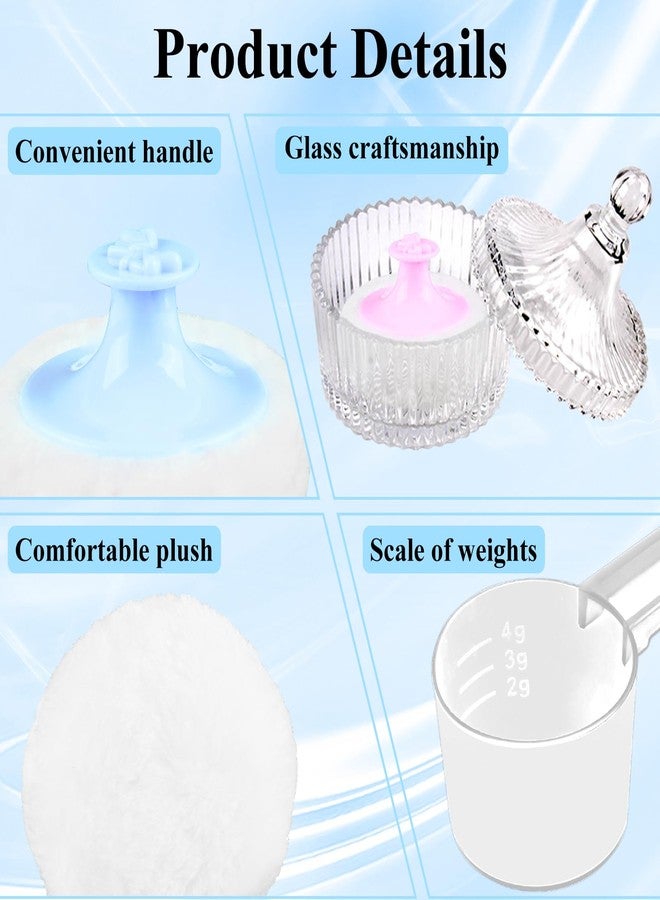 JDRGJTH 6 PCS Crystal Large Body Powder Puff and Container Set,Powder Container,Large Powder Puff Makeup and Measuring Spoon Washable Reusable for Women - Image 3