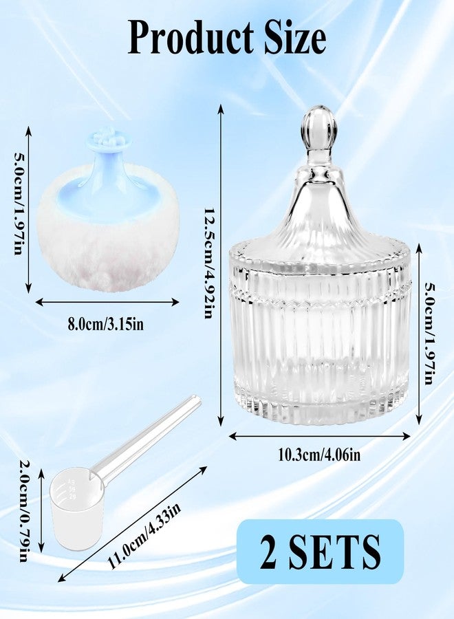 JDRGJTH 6 PCS Crystal Large Body Powder Puff and Container Set,Powder Container,Large Powder Puff Makeup and Measuring Spoon Washable Reusable for Women - Image 2