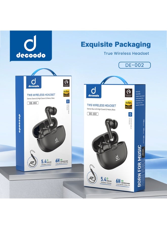 Decoodo DE-002 Bluetooth Wireless Headphones – V5.4 – Black/White/Pink – 320mAh Battery - Image 2