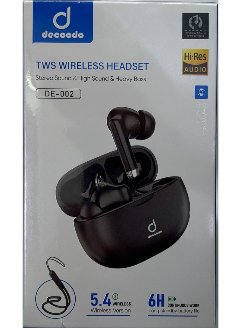 Decoodo DE-002 Bluetooth Wireless Headphones – V5.4 – Black/White/Pink – 320mAh Battery - Image 3