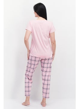 NAUTICA Women 2 Pcs Printed Pajama Top And Bottom Set, Pink Combo  - Image 4
