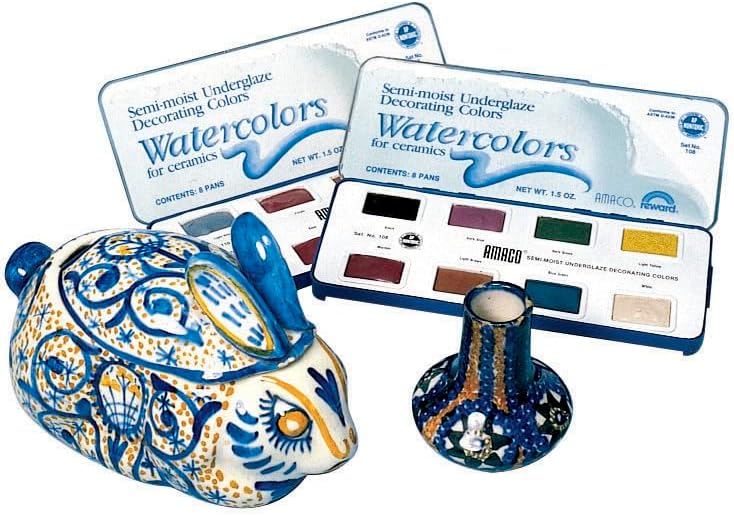AMACO NonToxic SemiMoist Underglaze Set  A in Pan 15 oz Assorted Color Set of 8 - Image 1