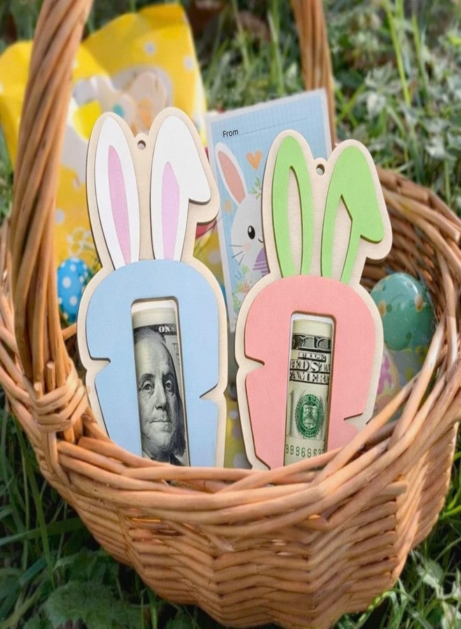 KATINAT Easter Carrot Money Holder for Kids 2.75 x 6.7 Inch, Wooden 2 Layer Easter Basket Stuffer with Card, Bunny Money Cash Holder Gift, Easter Money Holder Easter Gifts Teacher Appreciation Gifts - Image 2