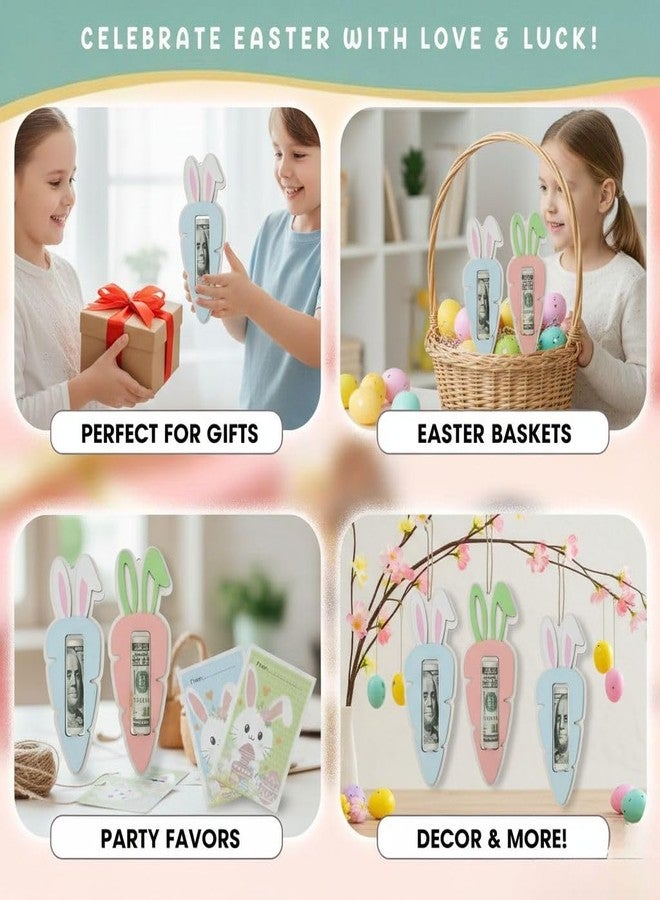 KATINAT Easter Carrot Money Holder for Kids 2.75 x 6.7 Inch, Wooden 2 Layer Easter Basket Stuffer with Card, Bunny Money Cash Holder Gift, Easter Money Holder Easter Gifts Teacher Appreciation Gifts - Image 4