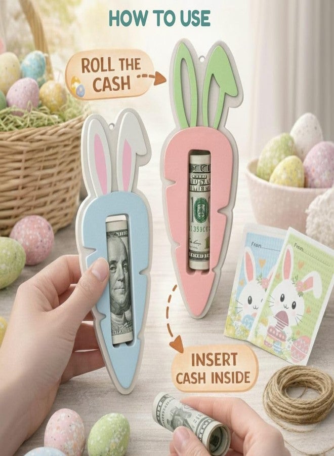 KATINAT Easter Carrot Money Holder for Kids 2.75 x 6.7 Inch, Wooden 2 Layer Easter Basket Stuffer with Card, Bunny Money Cash Holder Gift, Easter Money Holder Easter Gifts Teacher Appreciation Gifts - Image 5