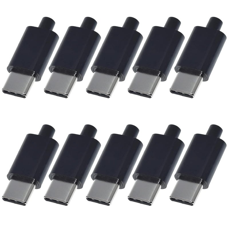 انمبست 10 مجموعات من موصل USB 3.1 من النوع C ذكر 24 دبوس واجهة خط بيانات لحام لوحة PCB 24P وحدة دعم (أسود) - Image 1