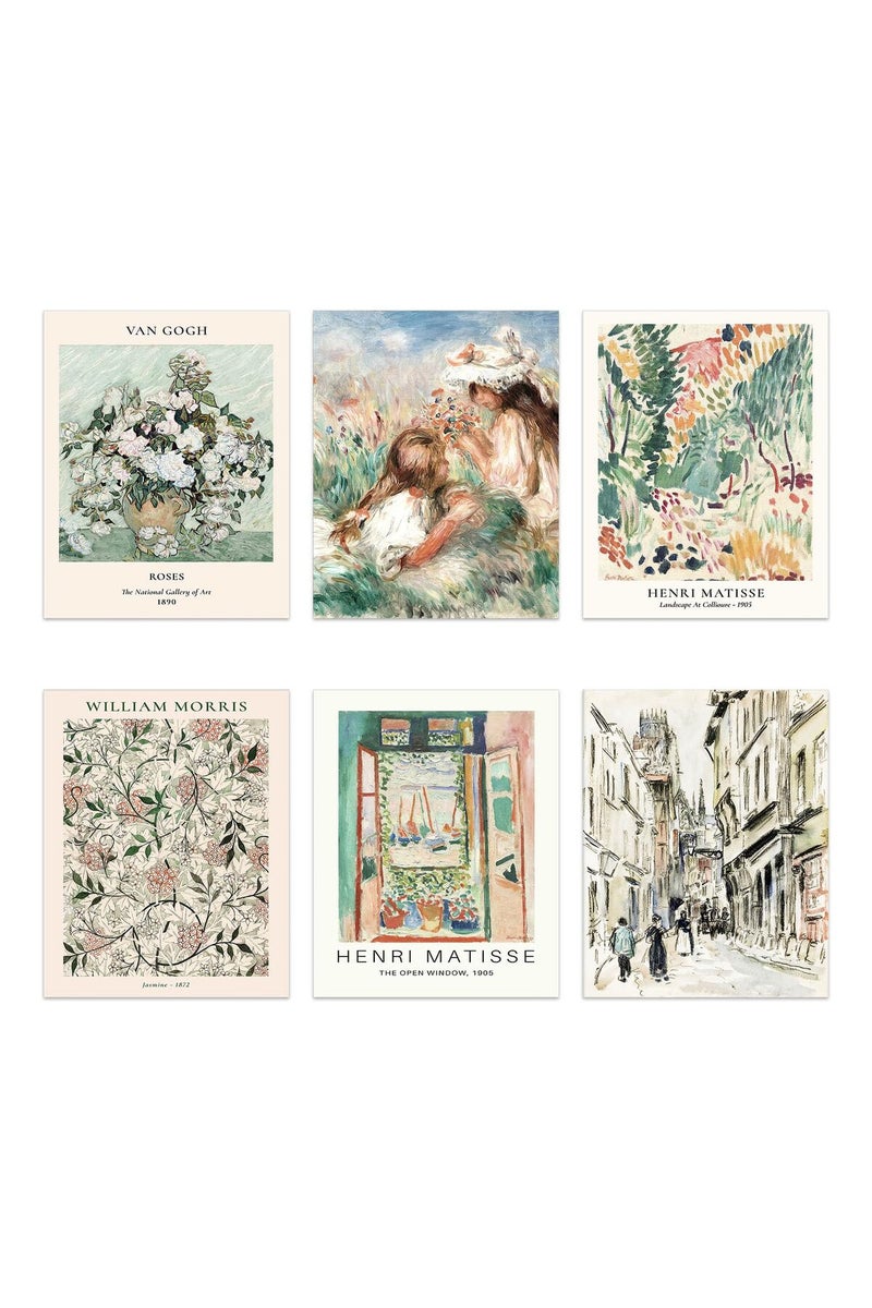 LIYAOLI Henri Matisse Wall Art Set of 6 Unframed 8x10 Inch, Famous Artists Wall Art Prints Fine Art Reproductions Flower Poster Painting Wall Decor Aesthetic for Living room Bathroom Office Decor - Image 1