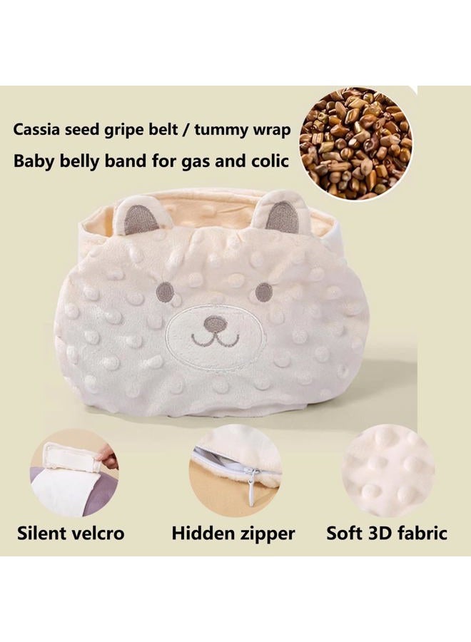ISANPAN Baby Colic and Gas Relief - Cassia Seed Heated Tummy Wrap,Infant Warming Pad Belly Band Gripe Belt Relieves and Soothes Gas,Bloating and Upset Stomach (Beige) - Image 4