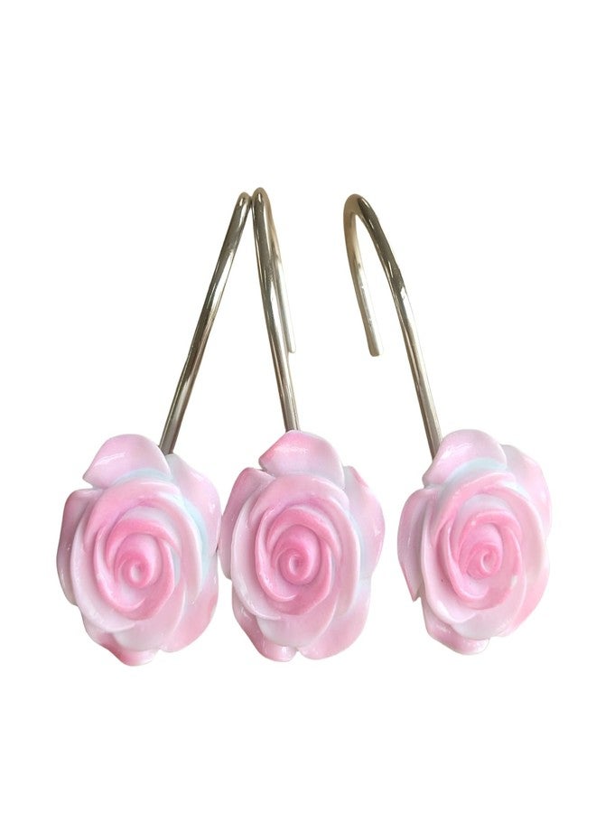 TwoFish Two Fish Home Fashions Set of 12 Decorative Christmas Tree Resin Shower Curtain Hooks, Christmas Tree Resin Curtain Rings Pack of 12 (Pink Rose) - Image 5