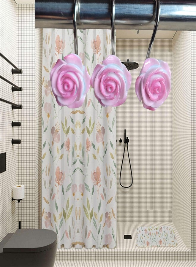 TwoFish Two Fish Home Fashions Set of 12 Decorative Christmas Tree Resin Shower Curtain Hooks, Christmas Tree Resin Curtain Rings Pack of 12 (Pink Rose) - Image 3