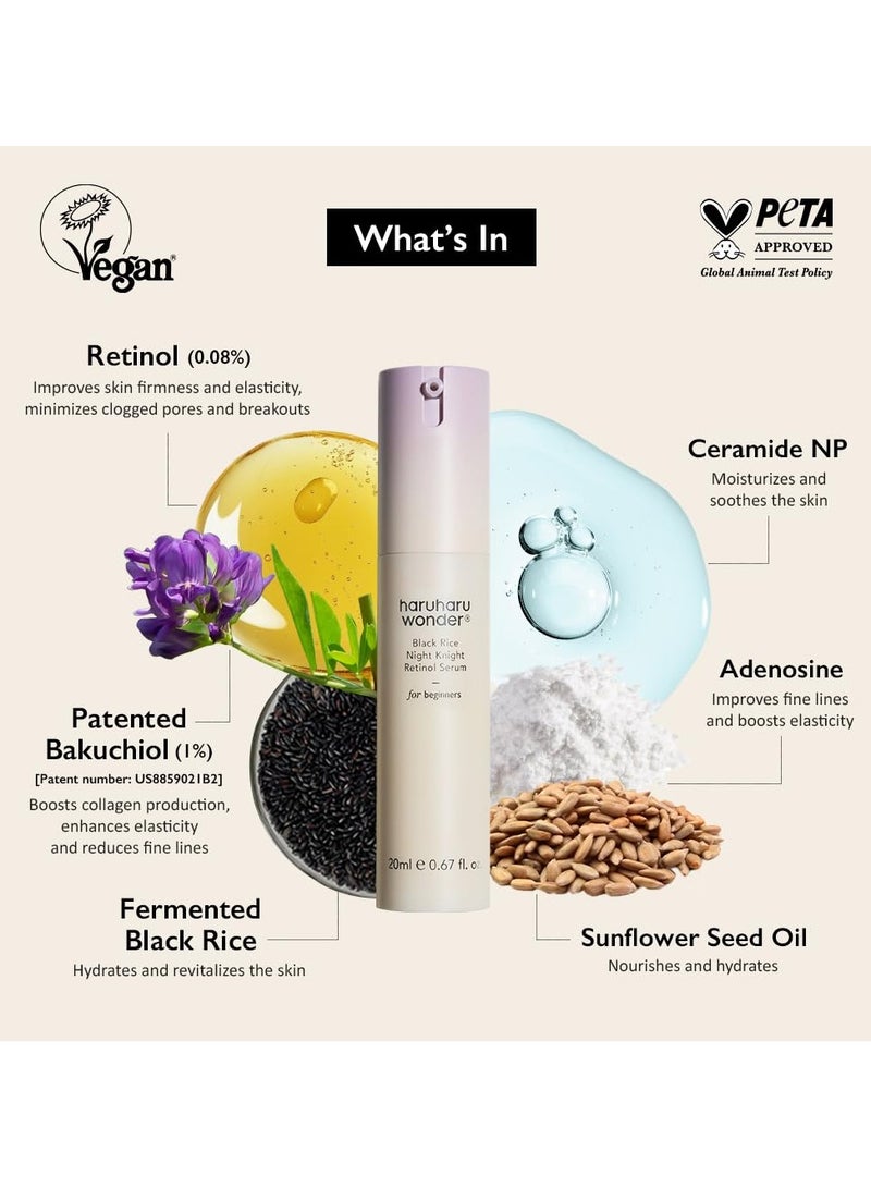 هارو هارو وندر هارهارو وندر سيروم الريتينول الليلي بالأرز الأسود – للتنقية وتنعيم البشرة، يشد البشرة، يقلل من الخطوط الدقيقة، تركيبة مرطبة، 20 مل - Image 3