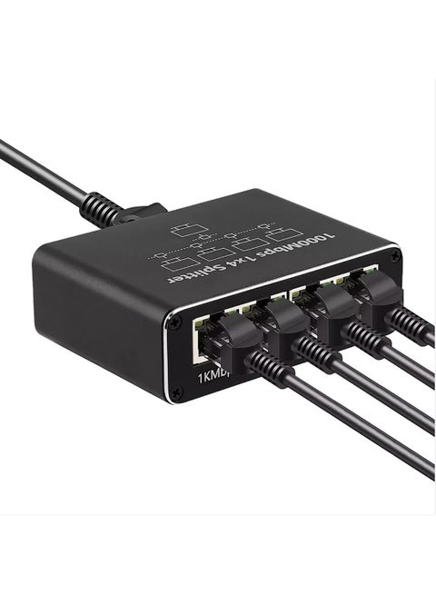موزع شبكة جيجابت إيثرنت - موزع شبكة من 1 إلى 4 مع كابل طاقة USB، محول إنترنت RJ45 بسرعة عالية 1000 ميجابت في الثانية لكابل Cat 5/5e/6/7/8 [4 أجهزة متصلة بالشبكة في وقت واحد]