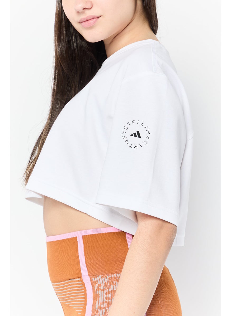 adidas By Stella McCartney - Women Sportswear Fit Short Sleeve Training Crop Top, White - Image 1