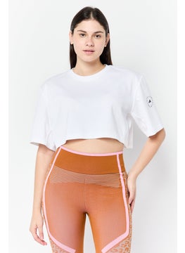 Women Sportswear Fit Short Sleeve Training Crop Top, White