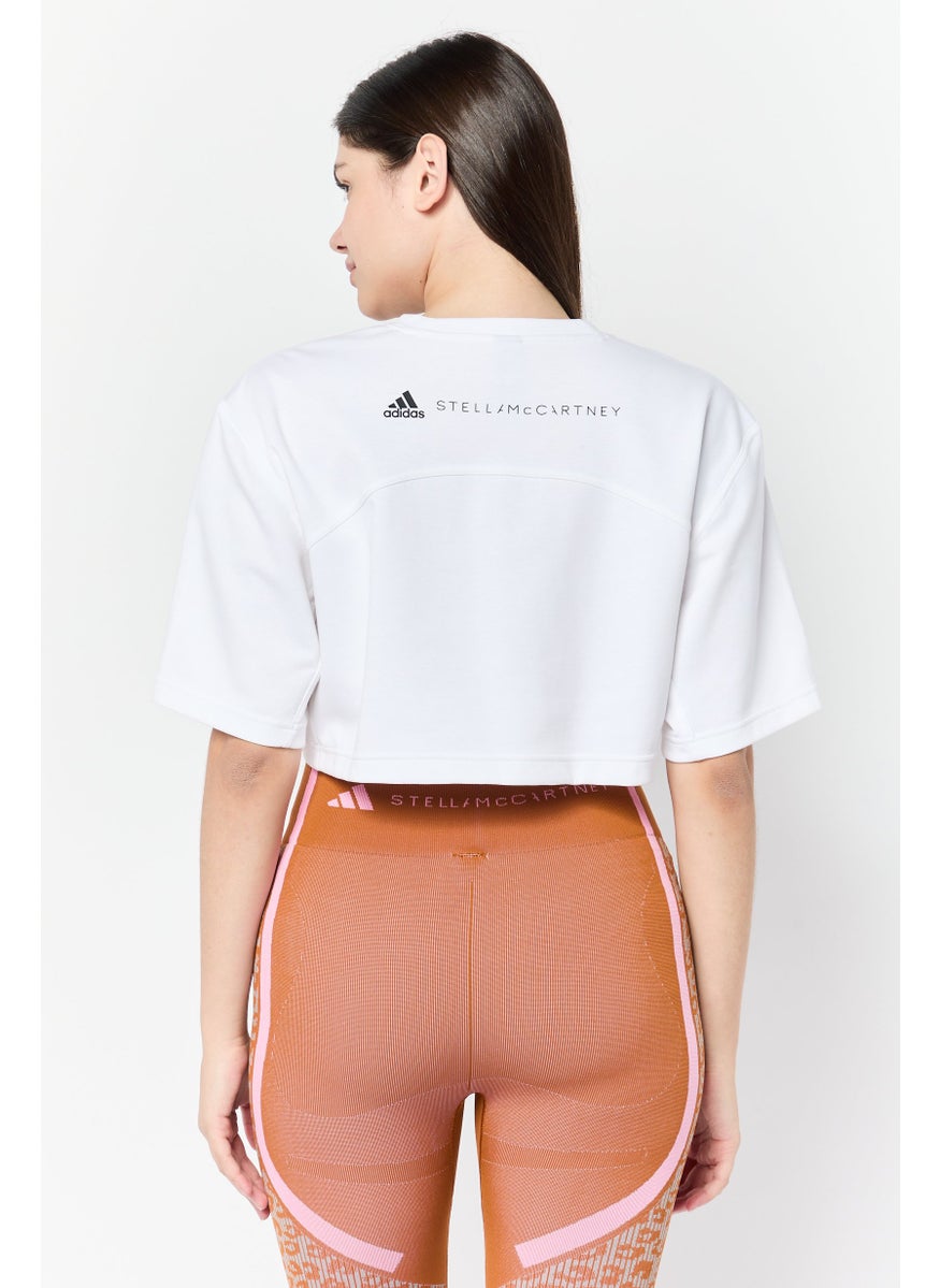 adidas By Stella McCartney - Women Sportswear Fit Short Sleeve Training Crop Top, White - Image 1