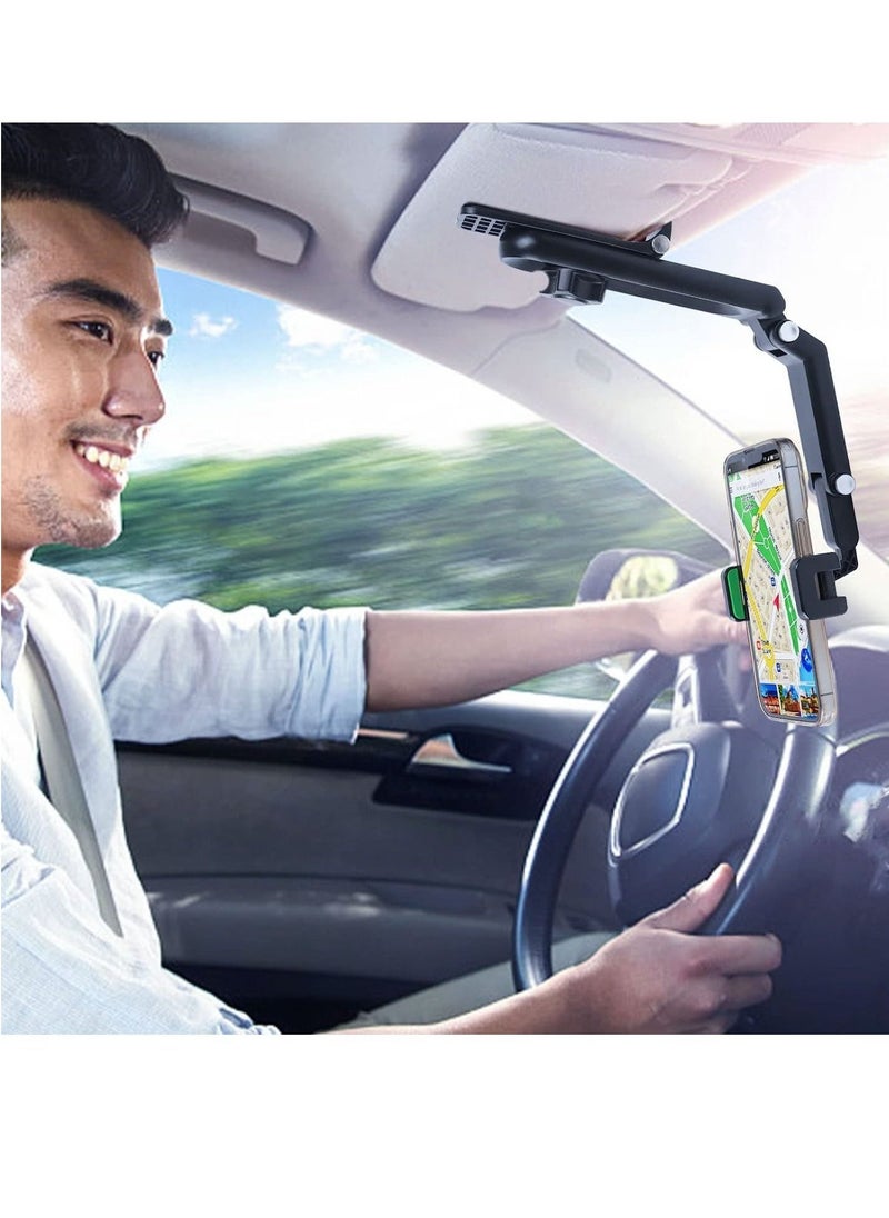 Green Cell Phone Holder for Car，Mount Clip for Car Cellphone，360° Rearview Phone Holder for Car Sun Visor，Perfectly for iPhone pro, 13/12pro,XR,XS,Pro,Samsumg,Andriod, Car Accessories - Image 1
