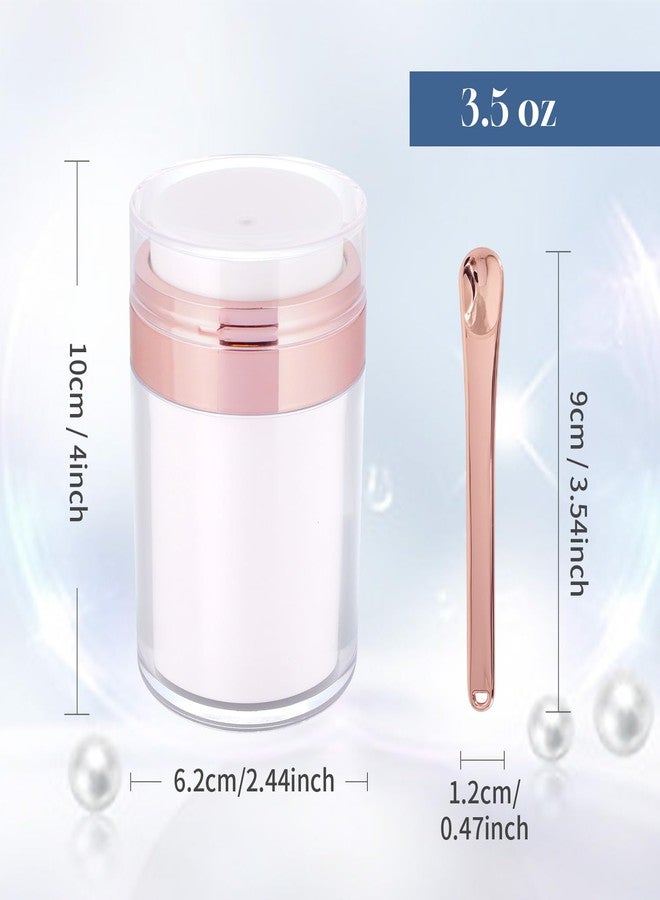 Snowso 2Pack Airless Pump Jars with Cosmetic Spatula, 3.5 oz Empty Refillable Cosmetic Air Pump Jars Bottles Airless Lotion Cream Dispenser Portable Travel Makeup Containers (Rosegold) - Image 2