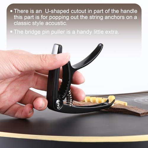 IMUSGO Guitar Capo, Capo for acoustic guitar 6 string, for electric guitar，Acoustic guitar capo,Kapo, Classical guitar capo, Electric guitar capo, Guitar capos(Black) - Image 3