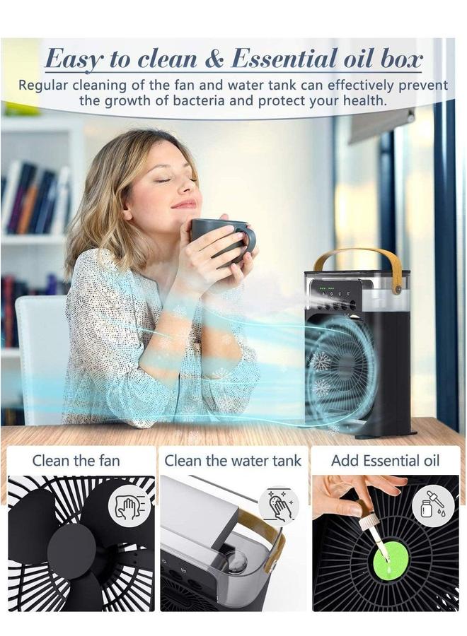 Portable Air Cooler Fan Mini Evaporative with 7 Colors LED Light 1/2/3 H Timer 3 Wind Speeds and Spray Modes for Office Home Dorm Travel(Black)  - Image 4