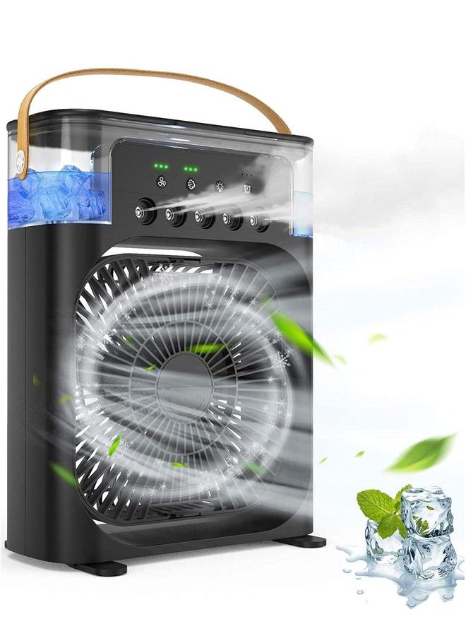 Portable Air Cooler Fan Mini Evaporative with 7 Colors LED Light 1/2/3 H Timer 3 Wind Speeds and Spray Modes for Office Home Dorm Travel(Black)  - Image 1