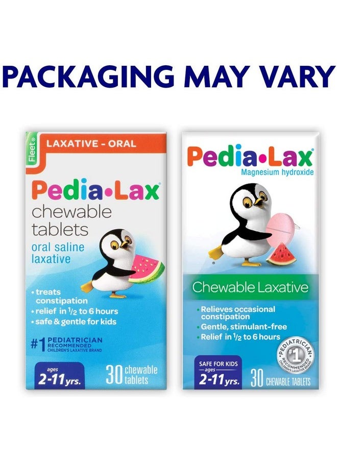 Children'S Chewable Magnesium Hydroxide Laxative Tablets, Watermelon Flavor, 30-Count Boxes (2 Pack)