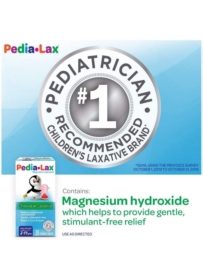 Children'S Chewable Magnesium Hydroxide Laxative Tablets, Watermelon Flavor, 30-Count Boxes (2 Pack)