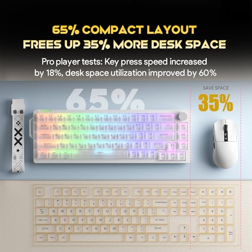 Gaozen 68% Gaming Mechanical Keyboard with RGB Backlit Wired Volume Knob Keyboard Gasket Mount with PBT Keycaps,8000 Hz Polling Rate, Hall Effect Cream Switches, Hot-Swap, for FPS Games (Cream White) - Image 3