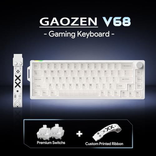Gaozen 68% Gaming Mechanical Keyboard with RGB Backlit Wired Volume Knob Keyboard Gasket Mount with PBT Keycaps,8000 Hz Polling Rate, Hall Effect Cream Switches, Hot-Swap, for FPS Games (Cream White) - Image 2