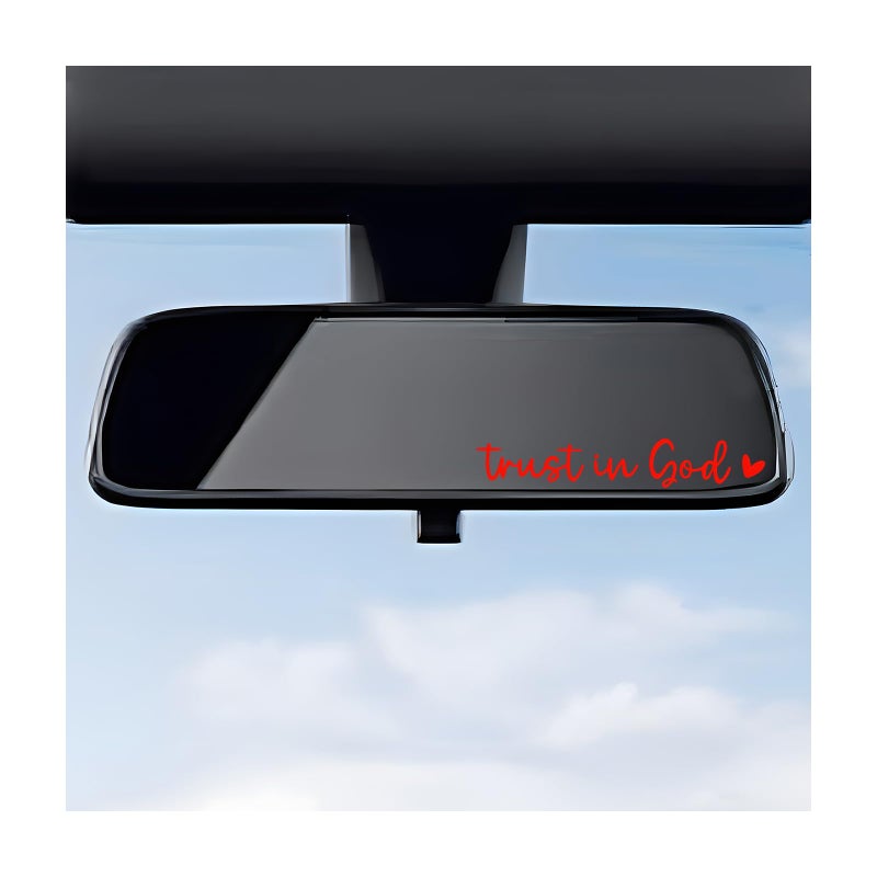 DXNQ 2 PCS Trust in God Rearview Mirror Decals, Automotive Vinyl Rear View Mirror Decorative Stickers, Waterproof Trust in God Stickers for Car Truck Laptop, Car Accessories (Red) - Image 1