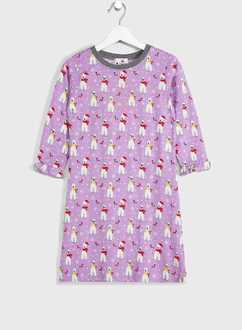 Pinata Girls Printed Nighties Pack Of 2