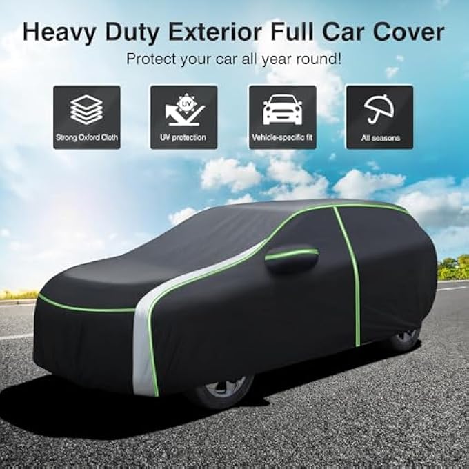 rayihni Full Car Cover Fits for Ford Edge 2007-2025 2026 Accessories All Weather Car Covers Outdoor for Edge Waterproof UV Protection with Zipper & Reflective Safety Strips - Image 2