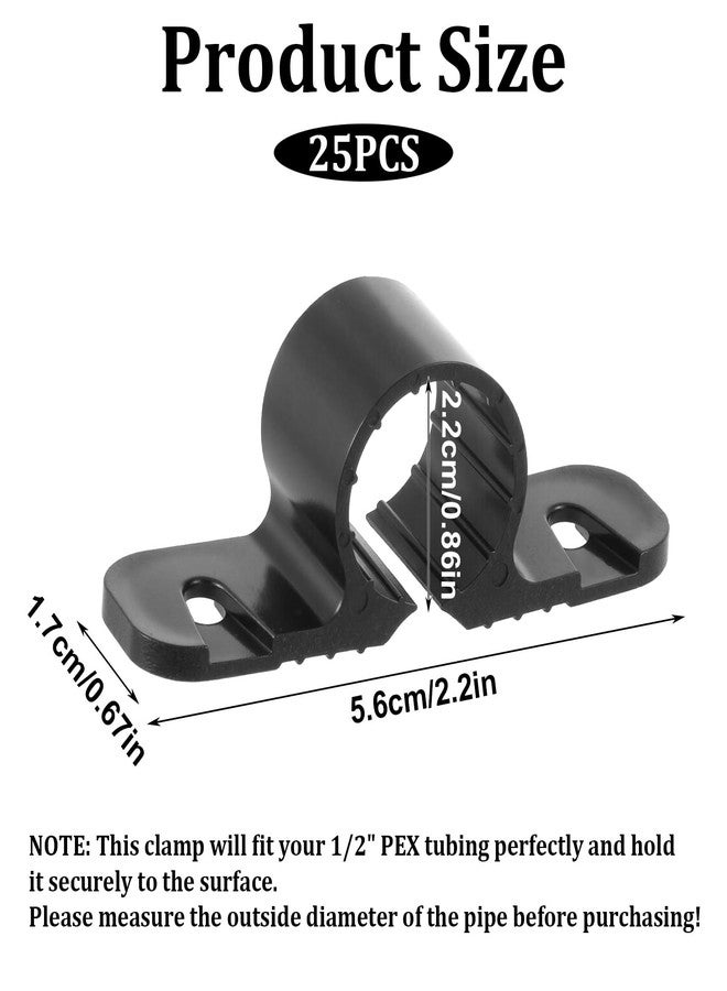 Styquenzer 25 عبوة من مشابك تعليق الأنابيب مقاس 1/2 بوصة، مشابك تثبيت الأنابيب ذات الفتحتين، مشابك أشرطة أنابيب PVC، مشابك أشرطة الأنابيب، مشابك أنابيب متينة مبطنة لأنابيب PEX والنحاس وCPVC - Image 2