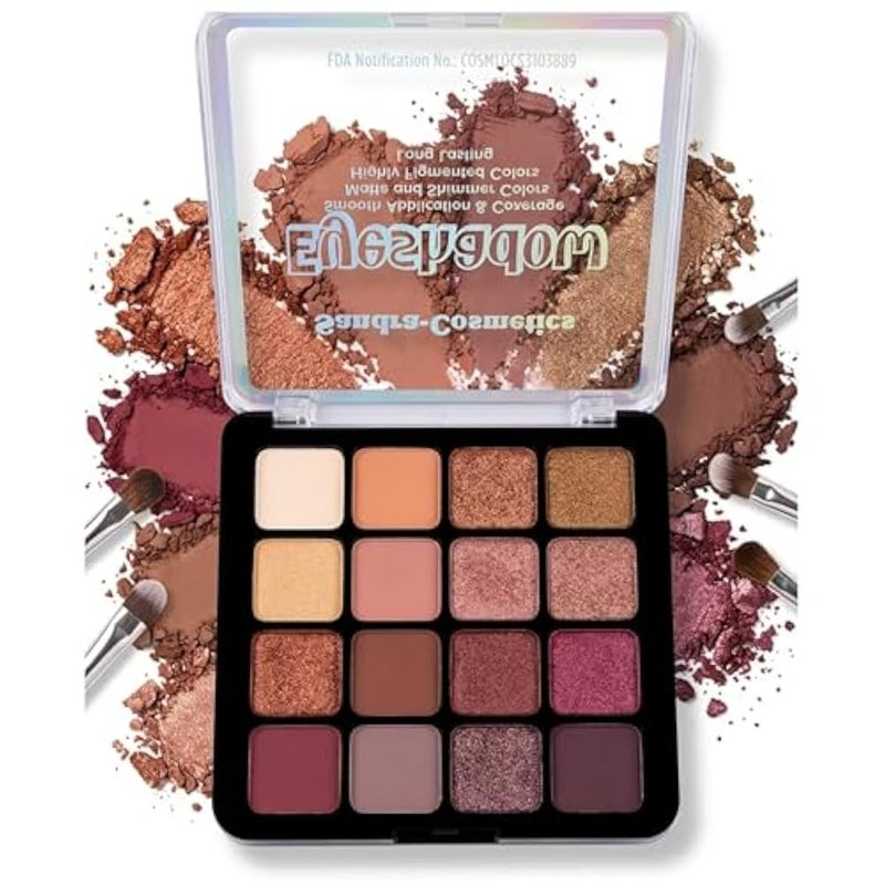 16 Color Eyeshadow Makeup Palette, Natural Nude Matte Shimmer Glitter Pigment Eye Shadow Palette Set, Vegan & Cruelty-free (16 COLOR) - Image 3
