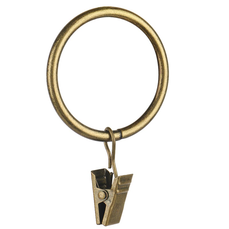Hanitronic 30 PCS Antique Brass Clips Curtain Hooks for Curtain Rod, This Drapery Curtain Ring with Clips Hook Fit Up to 1.0~1.25 -inch Drapery Panel (1 1/2-Inch Inner Diameter) - Image 1