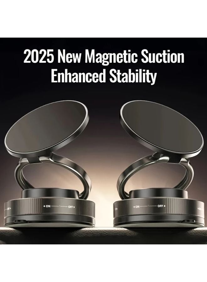 White Magnetic Phone Mount With Suction Cup 360 Rotatable Foldable Stand Holder - Image 3