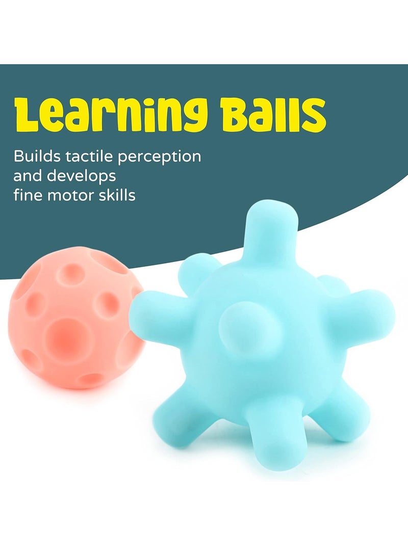 Baby Learning Toy Balls – 6-Pack Soft Baby Textured Balls – Early Learning & Education Toys for Toddlers – Bumpy Spiky Stress Balls for Activity & Massage – Soothing Pastel Colors - Image 2
