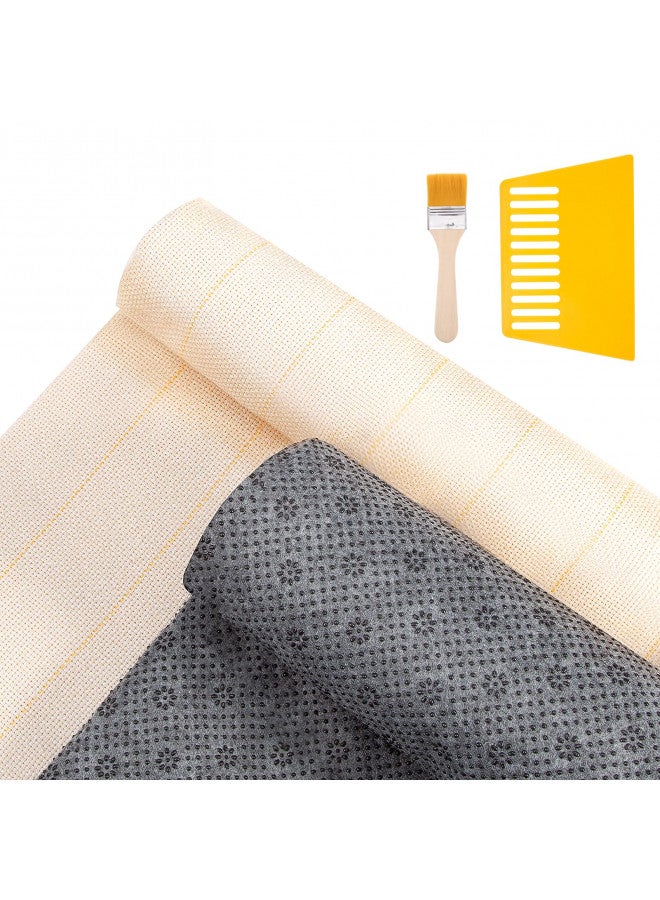 Pllieay 79x59 Inch Tufting Cloth with Yellow Marked Lines, 72x40 Inch Non Slip Final Backing Cloth, Rug Tufting Kit for Tufting Gun, Monks Cloth with Backing for Cut Pile Tufting Gun Tufting Supplies - Image 1