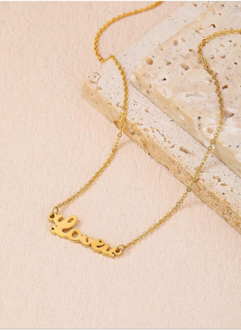 sixtyfour Elegant Stainless Steel Gold Plated Necklace For Women  - Image 3