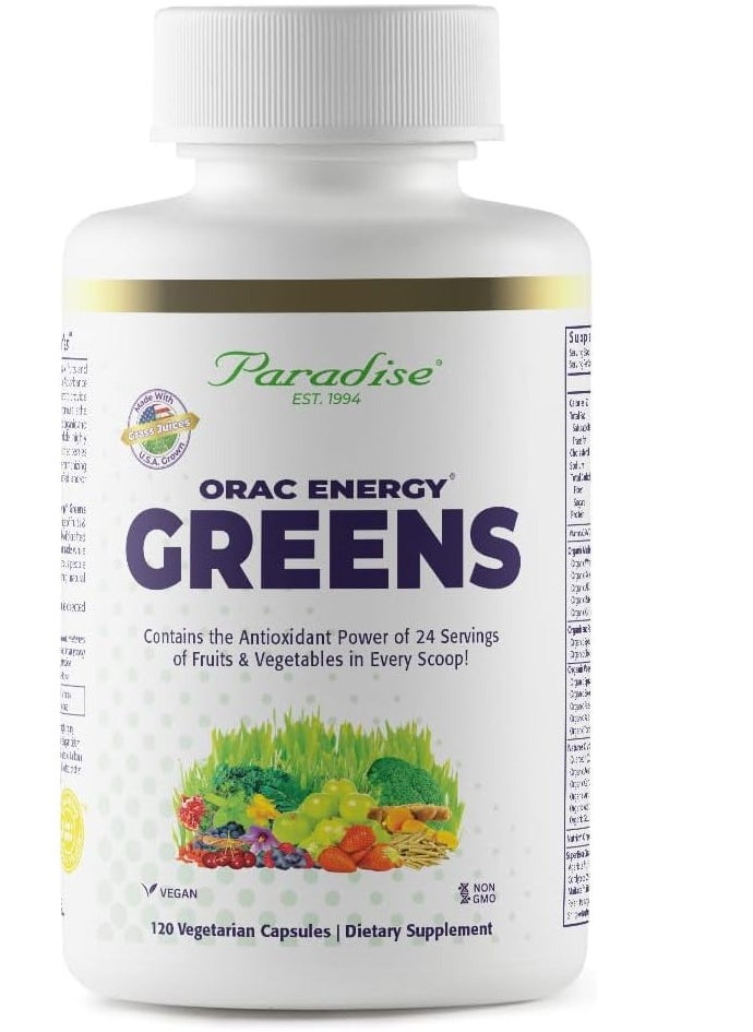 بارادايس هيربس ORAC Energy، غذاء خارق يحتوي على أكثر من 42 مكونًا عضويًا ومُنتَجًا من مصادر برية، بالإضافة إلى البروبيوتيك والإنزيمات، 120 كبسولة، 15 حصة  - Image 1