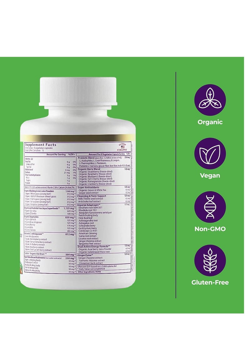 بارادايس هيربس ORAC Energy، غذاء خارق يحتوي على أكثر من 42 مكونًا عضويًا ومُنتَجًا من مصادر برية، بالإضافة إلى البروبيوتيك والإنزيمات، 120 كبسولة، 15 حصة  - Image 2