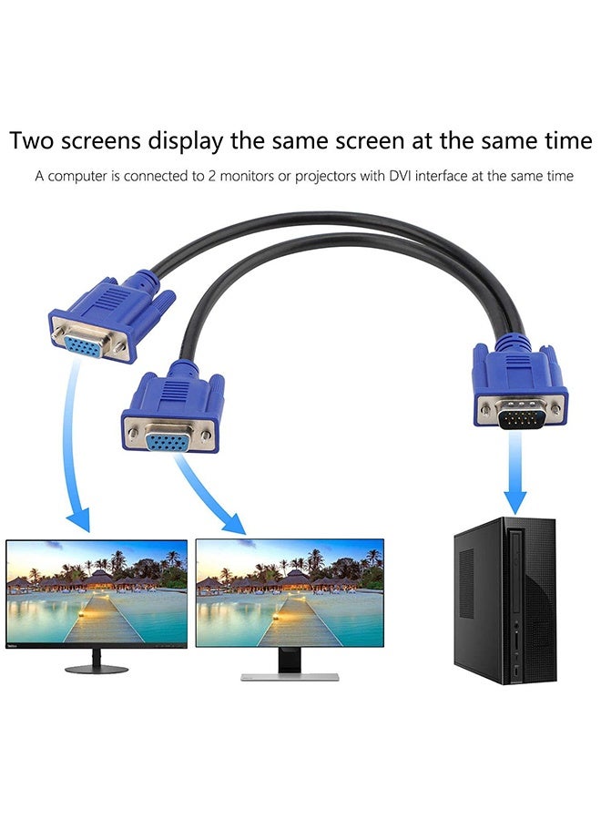 HY 1ft Full HD 1080P VGA Splitter Cable Dual VGA Monitor Y Cable 1 Male to 2 Female Adapter Converter Video Cable for Screen Duplication  - Image 4