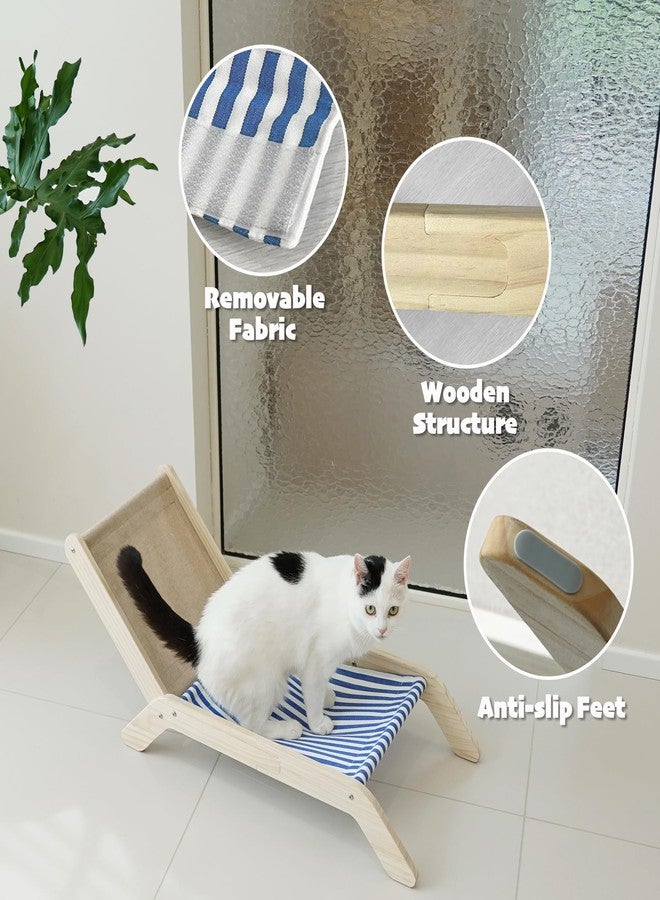 PETKARAY Cat Chair, Beach Theme Cat Hammock Bed, Raised Bed, Mini Beach Chair, Cute Lounger for Indoor Kittens - Image 3