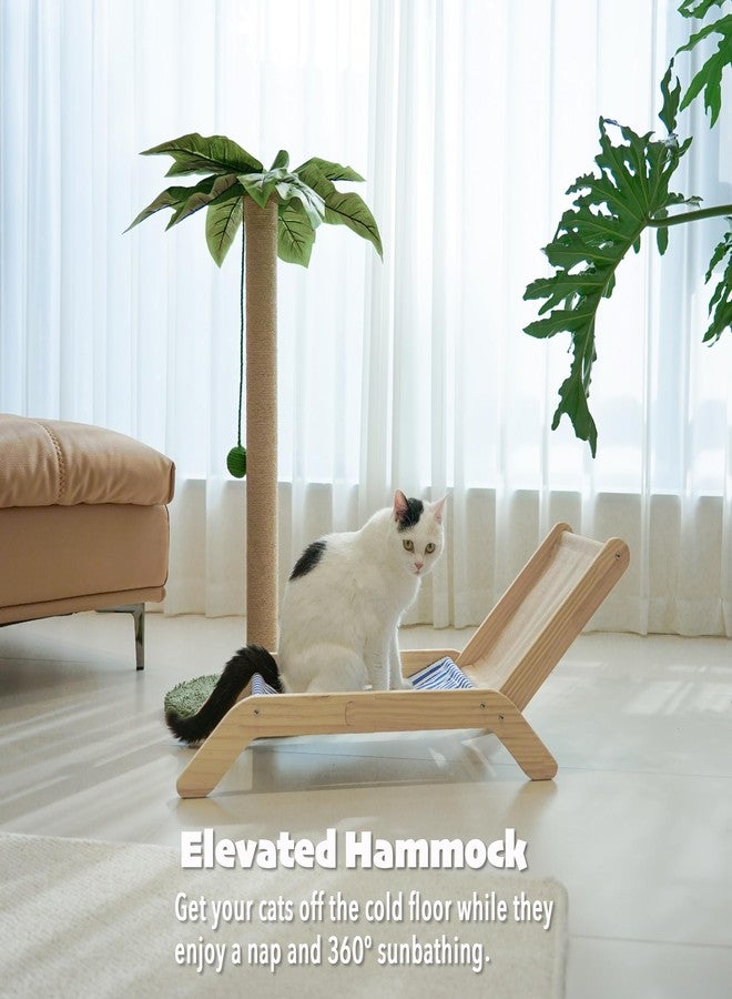 PETKARAY Cat Chair, Beach Theme Cat Hammock Bed, Raised Bed, Mini Beach Chair, Cute Lounger for Indoor Kittens - Image 4
