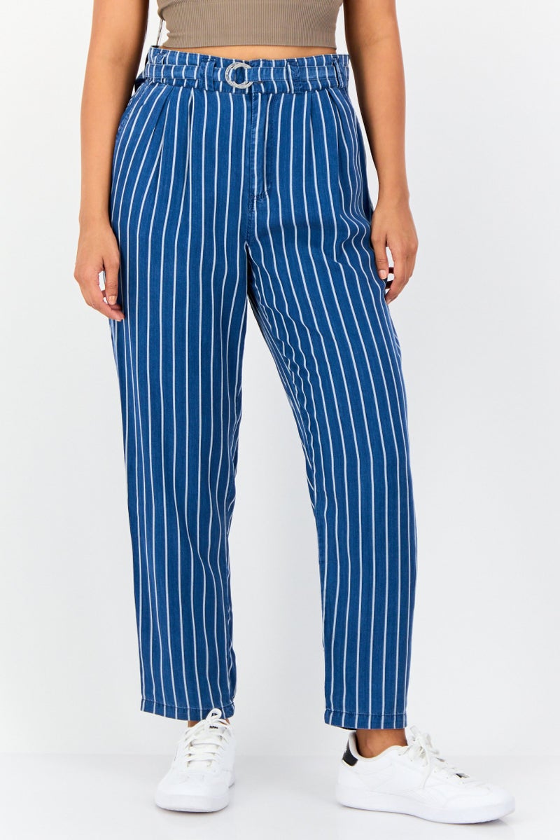 SALSA Women Regular Fit Stripe Straight Leg Pants, Multicolor - Image 1