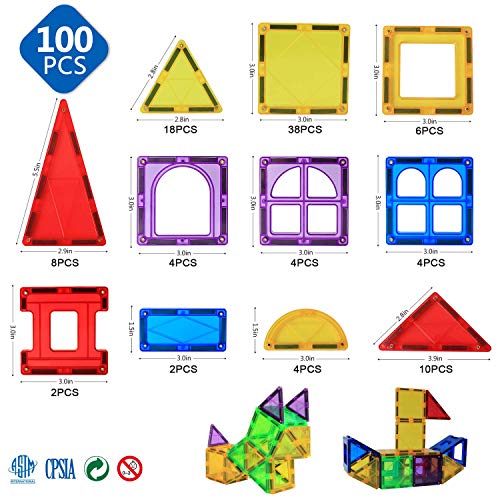 MAGBLOCK Magnetic Tiles Toys for Kids Magnet Building Tiles 100 Pcs Magnetic Blocks Preschool Building Sets Educational Toys for Toddlers Boys and Girls - Image 5