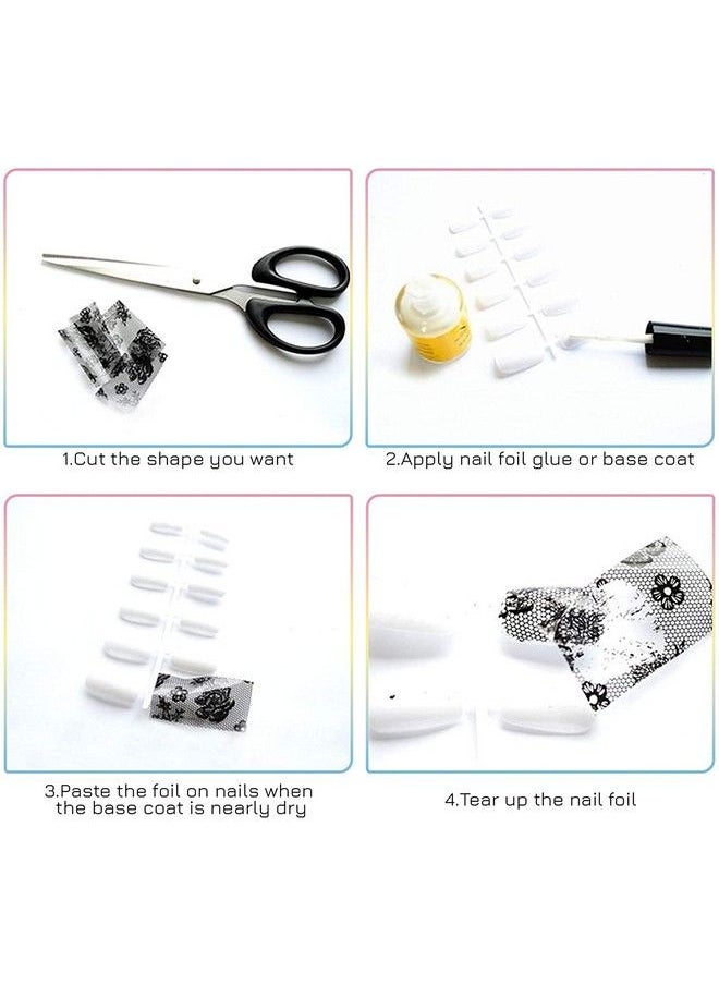 S.A.V.I 10 Rolls Nail Foil Transfer Sticker Diy Holographic Nail Decoration 10 Designs Laser Nail Foil Wraps Decal For Fingernails Women 4X100Cm Each Roll (3 Multicolored Flowers Text Patterns)  - Image 3