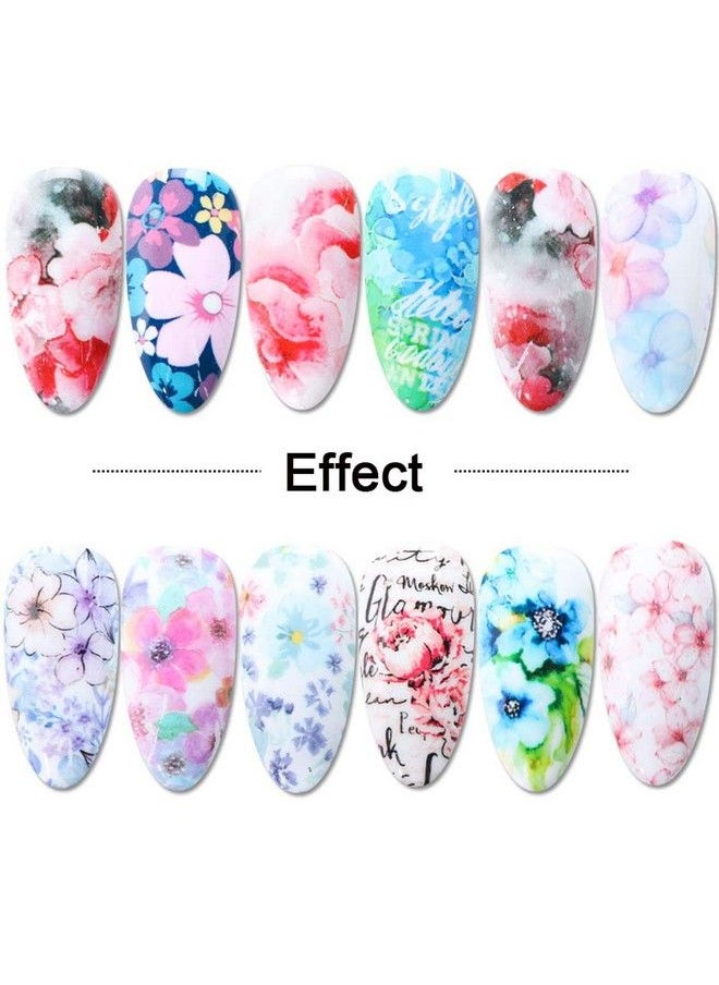 S.A.V.I 10 Rolls Nail Foil Transfer Sticker Diy Holographic Nail Decoration 10 Designs Laser Nail Foil Wraps Decal For Fingernails Women 4X100Cm Each Roll (3 Multicolored Flowers Text Patterns)  - Image 4